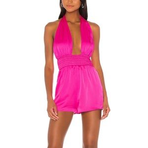 Luella Halter Romper in Fuchsia